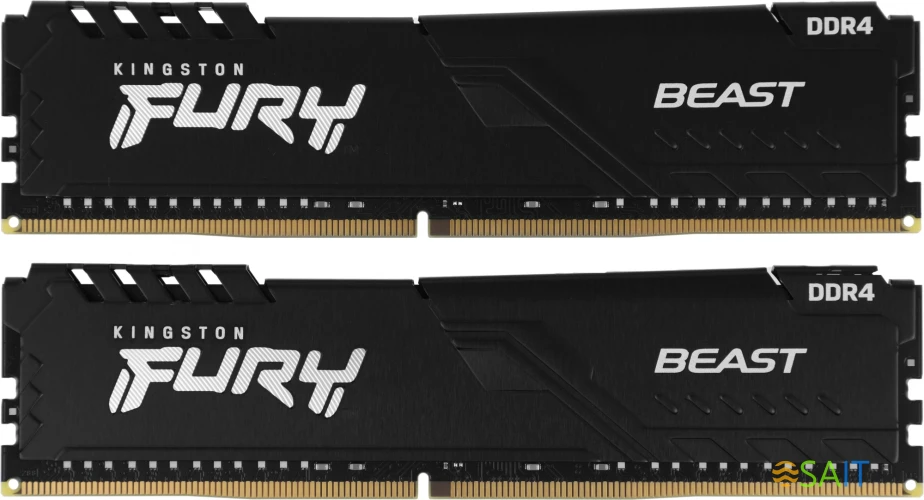 Память DDR4 2x32Gb 3600MHz Kingston KF436C18BBK2/64 Fury Beast Black RTL Gaming PC4-28800 CL18 DIMM 288-pin 1.35В dual rank с радиатором Ret