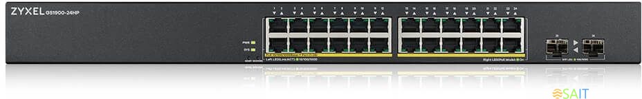Коммутатор Zyxel GS190024HPV2-EU0101F (L2) 24x1Гбит/с 2SFP 24PoE+ 170W управляемый