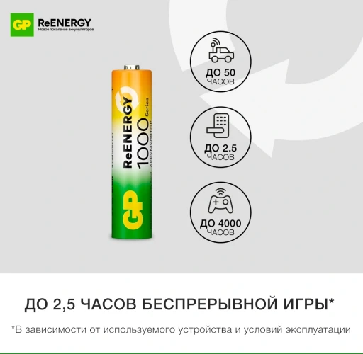 Аккумулятор GP Rechargeable 100AAAHC4/2RGY-2CRCB6 AAA NiMH 930mAh (6шт) блистер