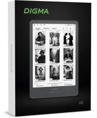 Электронная книга Digma A8 7.8" E-ink HD Carta 1873x1404 Touch Screen 1.8Ghz 3072/32Gb/SD/microSDHC/подсветка дисплея темно-серый