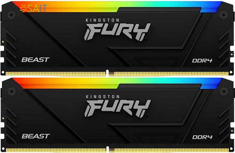 Память DDR4 2x16GB 3200MHz Kingston KF432C16BB2AK2/32 Fury Beast RGB RTL Gaming PC4-25600 CL16 DIMM 288-pin 1.35В kit single rank с радиатором Ret