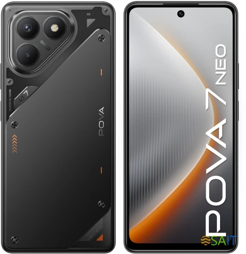 Смартфон Tecno Pova 7 Neo 128Gb 8Gb черный моноблок 3G 4G 2Sim 6.8" 1080x2460 Android 14 108Mpix 802.11 a/b/g/n/ac NFC GPS GSM900/1800 Protect FM