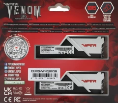 Память DDR5 2x16Gb 6600MHz Patriot PVV532G660C34K Viper Venom RTL Gaming PC5-52800 CL34 DIMM 288-pin 1.4В kit с радиатором Ret