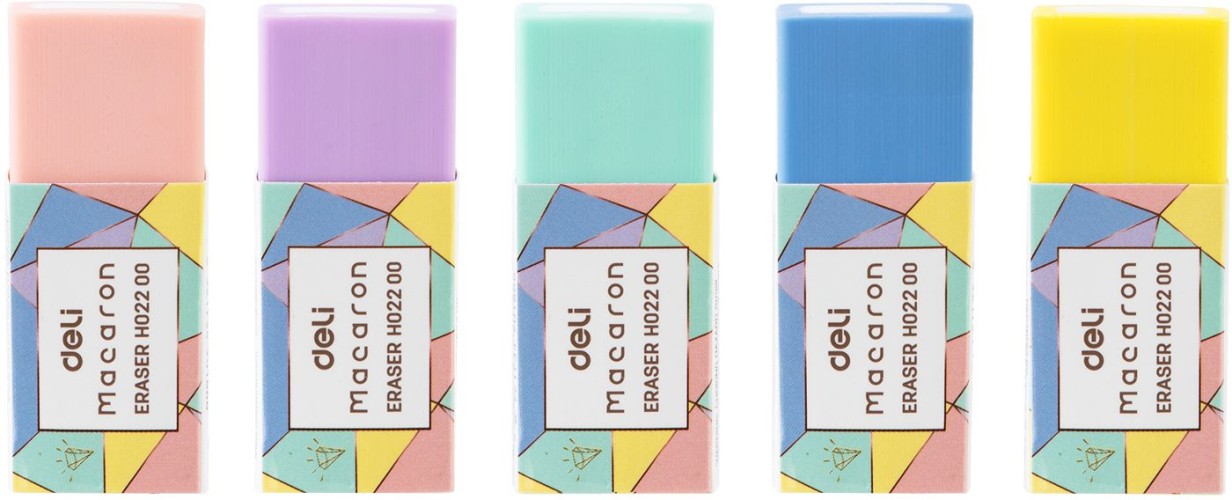 Ластик Deli EH02200 Macaron 50x20x11мм ассорти пласт.туб.
