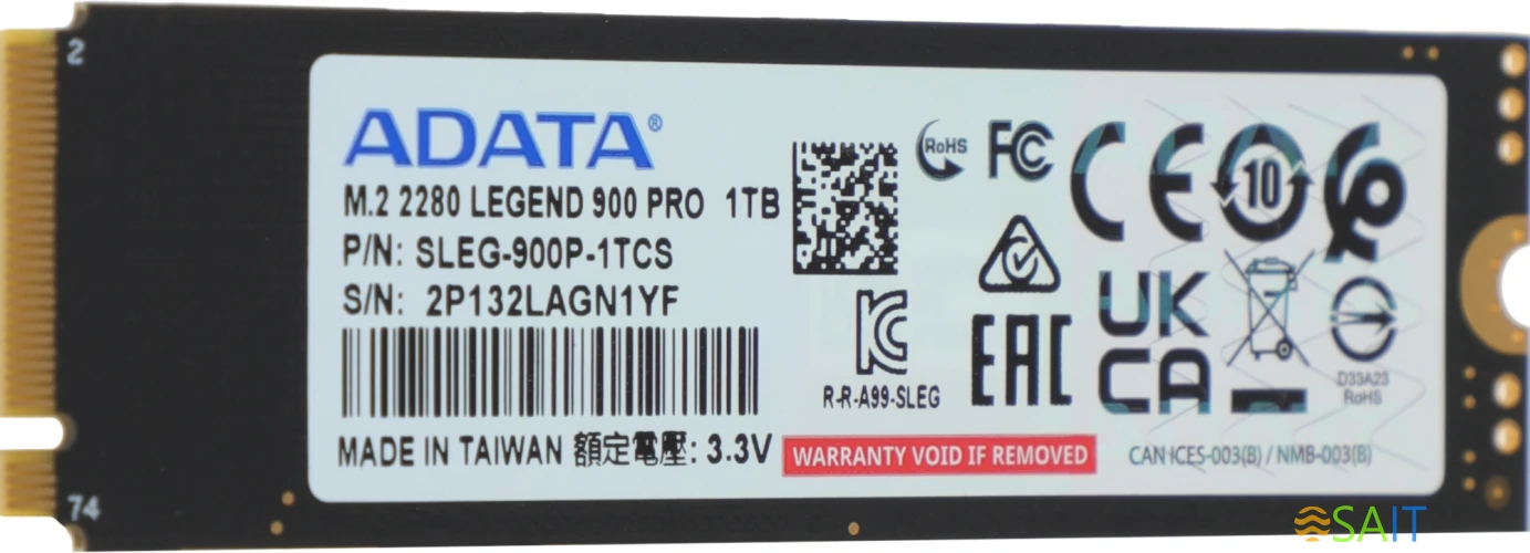 Накопитель SSD A-Data PCIe 4.0 x4 1TB SLEG-900P-1TCS Legend 900 Pro M.2 2280