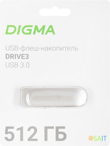 Флеш Диск Digma 512Gb DRIVE3 DGFUM512A30SR USB3.0 серебристый