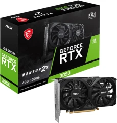 Видеокарта MSI PCI-E 4.0 RTX 3050 VENTUS 2X E 6G OC NVIDIA GeForce RTX 3050 6Gb 96bit GDDR6 1492/14000 HDMIx2 DPx1 HDCP Ret