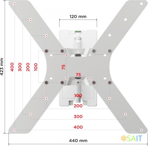 Кронштейн для телевизора Holder LCD-5566-W белый 32"-55" макс.45кг настенный поворотно-выдвижной и наклонный
