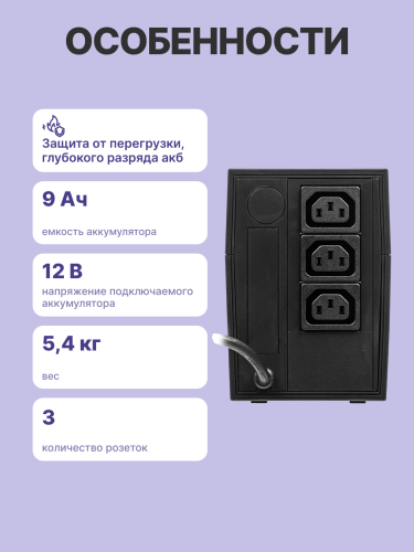Источник бесперебойного питания (черный) Powercom Raptor RPT-1000A IEC C13