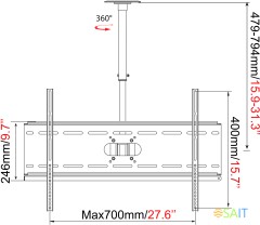 Кронштейн для телевизора Cactus CS-CP04-R черный 37"-70" макс.81.6кг потолочный поворот и наклон