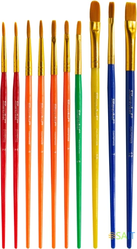 Набор кистей Silwerhof Color (наб.10шт) синт.кр.№2,3/плос.№3,6,7,12/овал.№3,10