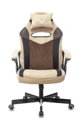 Кресло игровое Zombie VIKING 6 KNIGHT Fabric коричневый/бежевый с подголов. крестов. металл