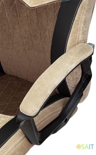 Кресло игровое Zombie VIKING 6 KNIGHT Fabric коричневый/бежевый с подголов. крестов. металл