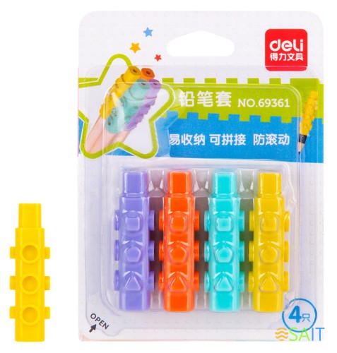 Колпачок-манжета для чернографитных карандашей Deli 69361 полипропилен ассорти (упак.:4шт)