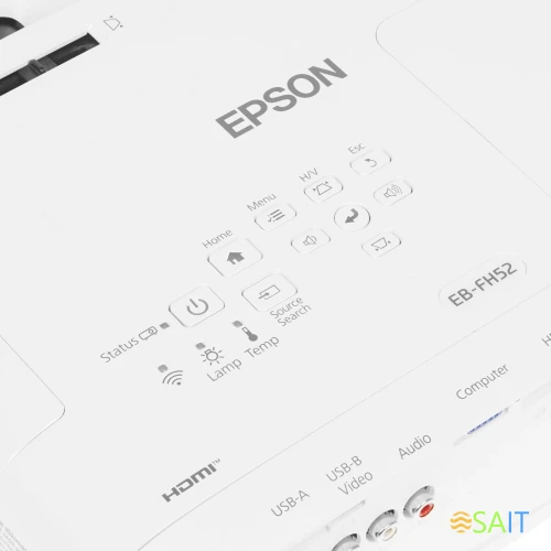 Проектор Epson EB-FH52 LCD 4000Lm (1920x1080) 16000:1 ресурс лампы:5500часов 1xUSB typeA 1xUSB typeB 2xHDMI 3.1кг