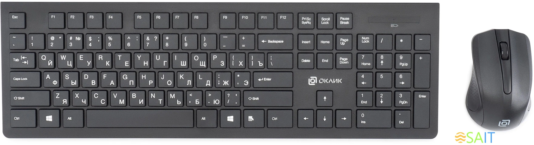 Клавиатура + мышь Оклик 250M клав:черный мышь:черный USB беспроводная slim (997834)
