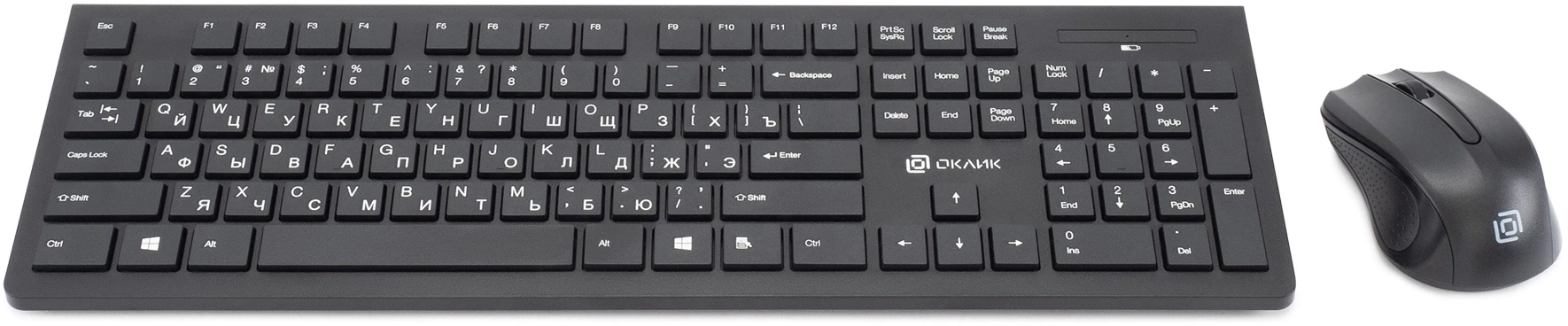Клавиатура + мышь Оклик 250M клав:черный мышь:черный USB беспроводная slim (997834)