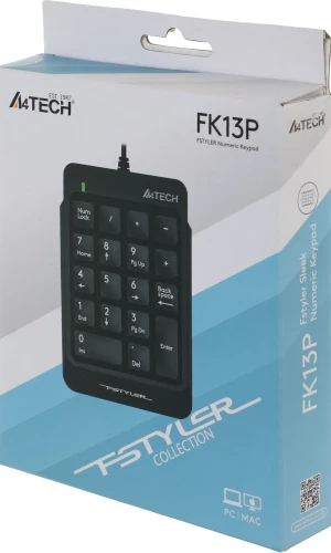 Числовой блок A4Tech Fstyler FK13P черный USB slim для ноутбука (FK13P BLACK)
