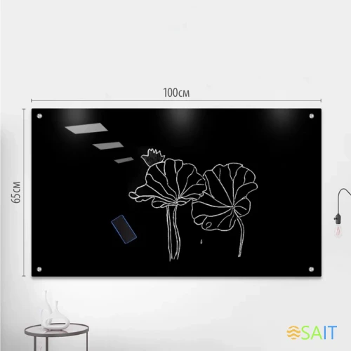 Доска стеклянная Cactus CS-GBD-65X100-BK-TM Сквозное крепление стекло черный 65x100см стекло крепления