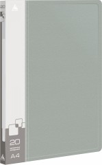 Папка с 20 прозр.вклад. Бюрократ -BPV20GREY A4 пластик 0.6мм торц.карм с бум. встав серый