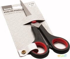 Ножницы Buro Smart универсальные 170мм ручки с резиновой вставкой черный/красный