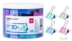 Зажимы Deli E8555S металл 19мм ассорти (упак.:40шт) пластиковая туба