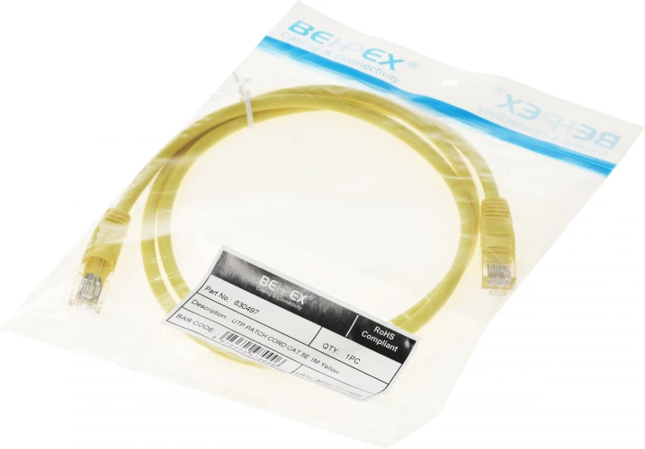 Патч-корд cat.5E molded 1м желтый RJ-45 (m)-RJ-45 (m) (упак.:1шт)