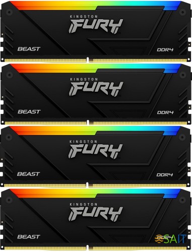 Память DDR4 4x8GB 3200MHz Kingston KF432C16BB2AK4/32 Fury Beast RGB RTL Gaming PC4-25600 CL16 DIMM 288-pin 1.35В dual rank с радиатором Ret