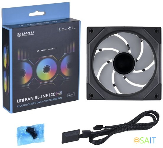 Вентилятор для корпуса Lian-Li Uni Fan SL-INF 120 ARGB 120х120x28 черный 4-pin 29дБ (G99.12SLIN1B.00) Ret