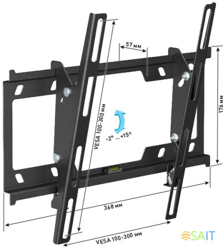 Кронштейн для телевизора Holder T3626-B черный 22"-47" макс.25кг настенный наклон