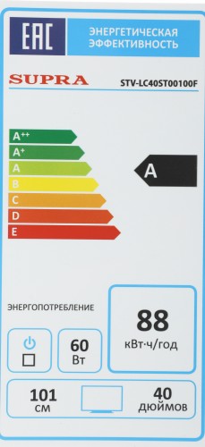 Телевизор LED Supra 40" STV-LC40ST00100F черный FULL HD 50Hz DVB-T DVB-T2 DVB-C USB WiFi Smart TV (RUS)