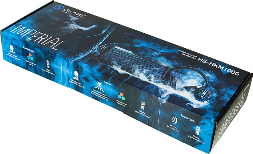 Комплект Оклик HS-HKM100G IMPERIAL (клавиатура, мышь, гарнитура) черный (489352)