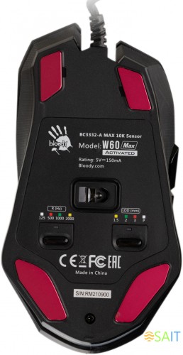 Мышь A4Tech Bloody W60 Max черный оптическая 10000dpi USB 7but (W60 MAX STONE BLACK)