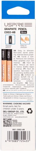 Карандаш ч/г Deli EC002-HB Uspire HB трехгран. липа карт.кор. (12шт)