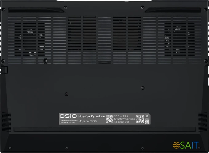 Ноутбук Osio CyberLine C160i-001 Core i5 12600H 16Gb SSD512Gb NVIDIA GeForce RTX 3050 6Gb 16" IPS WUXGA (1920x1200) noOS brown WiFi BT Cam 3410mAh