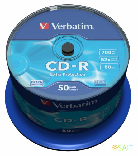 Диск CD-R Verbatim 700Mb 52x Cake Box (50шт) (43351)