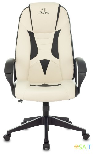 Кресло игровое Zombie 8 белый/черный эко.кожа крестов. пластик