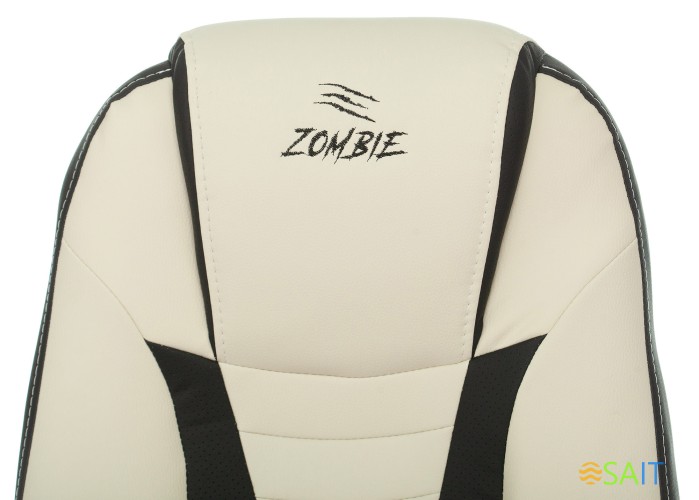 Кресло игровое Zombie 8 белый/черный эко.кожа крестов. пластик