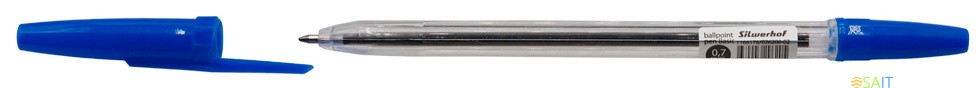 Ручка шариков. Silwerhof Basic прозрачный d=0.7мм син. черн. кор.карт. сменный стержень линия 0.5мм