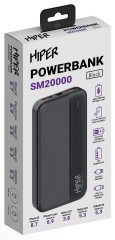 Мобильный аккумулятор Hiper SM20000 20000mAh 12W 2.4A 2xUSB-A/USB-C черный (SM20000 BLACK)