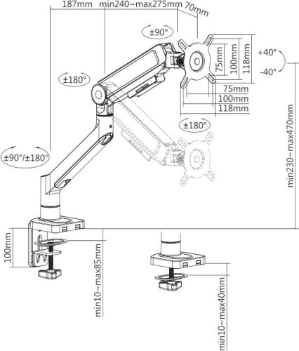 Кронштейн для мониторов Ultramounts UM732W белый/коричневый 17"-32" макс.8кг крепление к столешнице поворот и наклон