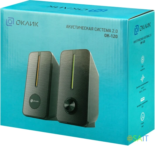 Колонки Оклик OK-120 2.0 черный 6Вт