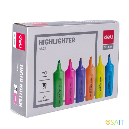 Набор текстовыделителей Deli Accent ES621PINK-P Delight скошенный пиш. наконечник 1-5мм розовый (10шт.)