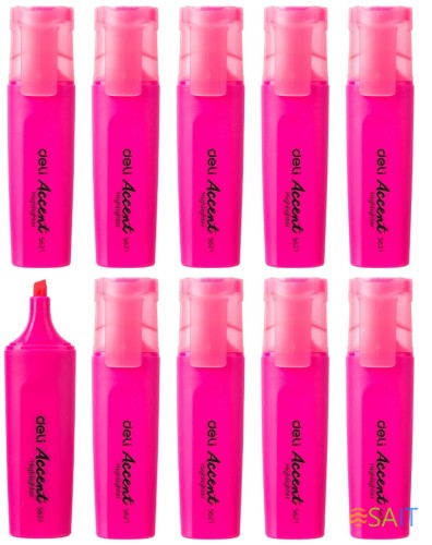 Набор текстовыделителей Deli Accent ES621PINK-P Delight скошенный пиш. наконечник 1-5мм розовый (10шт.)