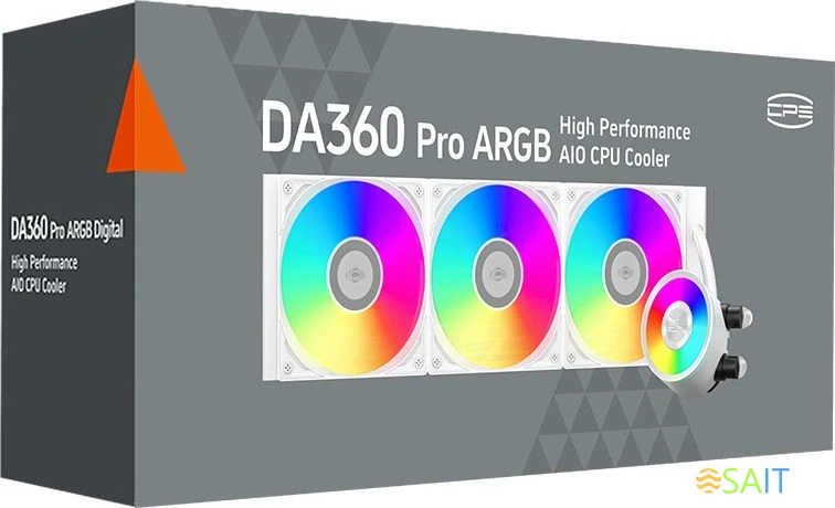 Система водяного охлаждения PcCooler DA360 Pro ARGB Soc-AM5/AM4/1200/1700/1851 белый 4-pin 33.8dB Al 300W Ret (DA360PRO-WHAWXX-GL)