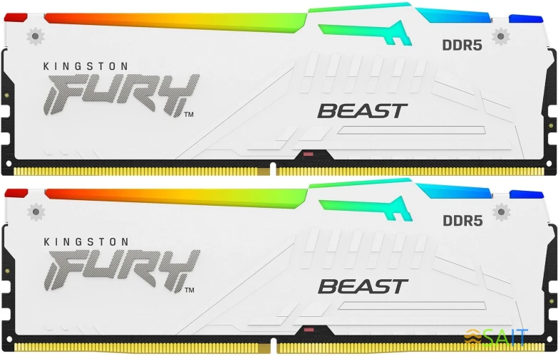 Память DDR5 2x16GB 6400MHz Kingston KF564C32BWEAK2-32 Fury Beast RGB RTL Gaming PC5-51200 CL32 DIMM 288-pin 1.4В kit dual rank с радиатором Ret