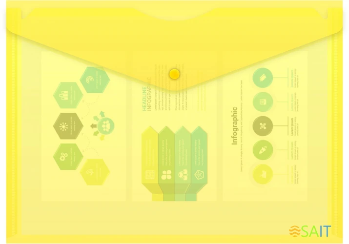 Конверт на кнопке Бюрократ -PK803TYEL A4 пластик 0.15мм желтый