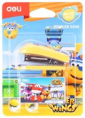 Степлер настольный Deli E0249 Super Wings 24/6 26/6 (12листов) ассорти 40скоб металл/пластик блистер