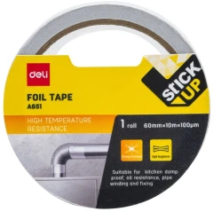 Клейкая лента Deli EA651 серебристый шир.60мм дл.10м 100мкр