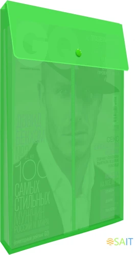 Конверт на кнопке Бюрократ -PK870 A4 вертик. расшир. пластик 0.18мм ассорти